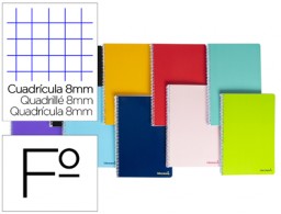 Cuaderno espiral Liderpapel Smart Folio tapa blanda 80h 60g cuadro 8mm. colores surtidos